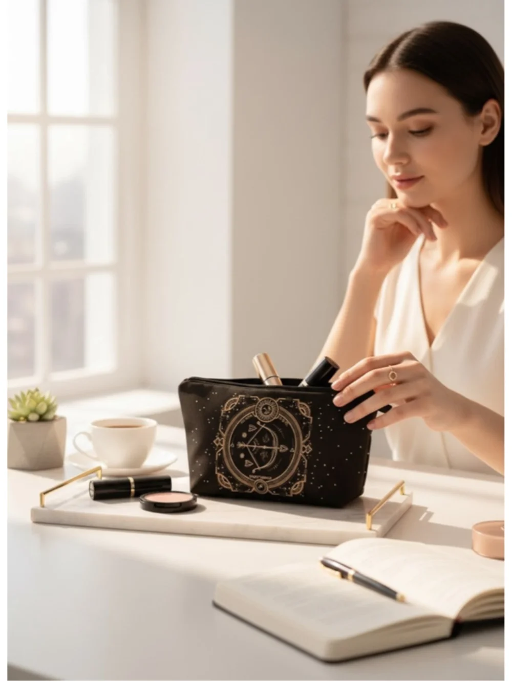 Fudeam Sagittarius Zodiac Travel Make Up Carrying Case Bag
